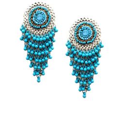 Bevy Pearls Artificial Stones Studded And Beaded Circular Drop earrings-20