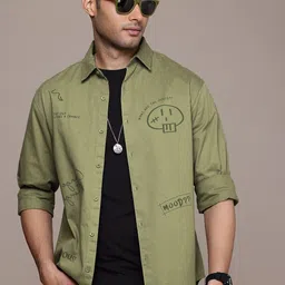 WROGN Pure Cotton Typography Printed Casual Shirt-image-77