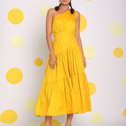 KAORI BY SHREYA AGARWAL One Shoulder Fit & Flare Midi Dress-image-33