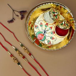 Anouk Set Of 3 Elephant Rakhi With Quirky Card & Thali-46