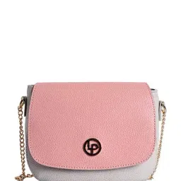 Lino Perros Pink & Light Grey Solid Flap Sling Bag-82