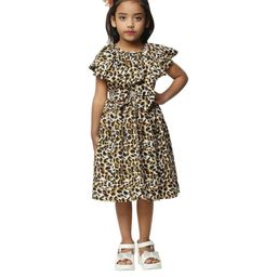 Shahina Fashion Girls Abstract Printed Gathered Detail Fit and Flare Dresses-20