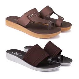 BERSACHE Women Set Of 2 One Toe Flats-image-7