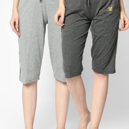 VIMAL JONNEY Women Pack of 2 Solid Lounge Shorts-image-60
