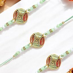 MEIRA JEWELLERY Set Of 3 Artificial Beaded Thread Rakhi image 2