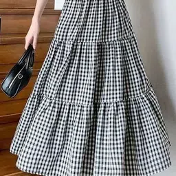 StyleCast Checked Tiered Midi Skirt-image-42