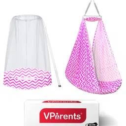 VParents Cherub Baby Swing Cradle with Mosquito Net and Spring - Pink-picture-30