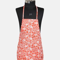Grandma's Premium  Kids Cotton Apron Flower Print - Orange-16