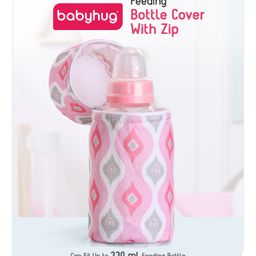 Babyhug Feeding Bottle Cover with Zip Ogee Print Pink - Fits Upto 330 ml-24