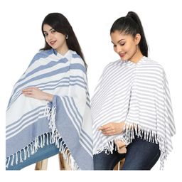 Nene Mother's Multi-Purpose Large Size Nursing Feeding Scarf Wrap Stole Stripes Pack of 2 - Multicolor-image-86
