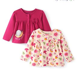 Babyoye Eco Conscious 100% Cotton Knit Full Sleeves Vests Snail Print Pack of 2 - Multicolour-image-41