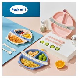 Puchku Baby Dinnerware set utensils for baby Divider Food Plate Space Theme Pack of 1 (Colour May Vary)-picture-28