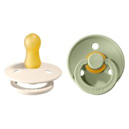BIBS Colour Pacifier Soother Round Latex Nipple Pack of 2 - Ivory and Sage-18