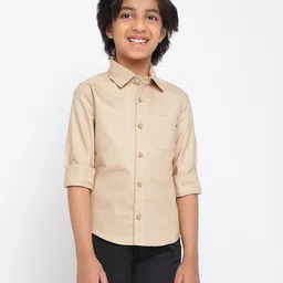 Tales & Stories Cotton Full Sleeves Solid Shirt - Beige-picture-23