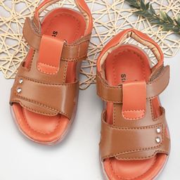 Stefens Colour Blocked Velcro Closure Sandals - Peach-image-64
