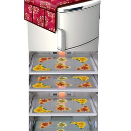 Dakshya Industries Fridge Top Cover and Fridge Mat Combo Set of 5-picture-22