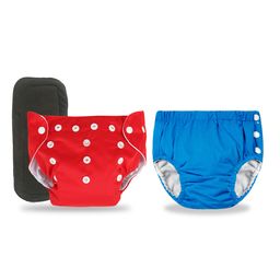Chinmay Kids Combo of Baby Swim Diaper Waterproof Reusable Leakproof Adjustable Pool Swimsuit & Adjustable Size Baby Cloth Button Diaper Washable/Reusable Nappies for Infants With Black Insert-23
