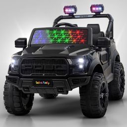 Pobo Ride On Battery Operated Jeep With Music And Lights - Black-14