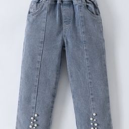 Mark & Mia Denim Washed Jeans with Pearl Detailing -Blue-image-69
