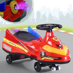 Fire Kids Swing Car With Light Music & Smoke - Red-18