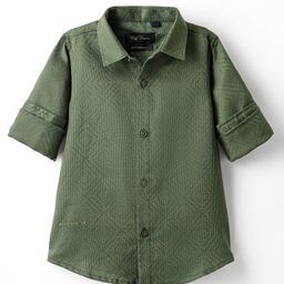 Ruff Cotton Woven Solid Colour Full Sleeves Shirt With Olive Green-image-24