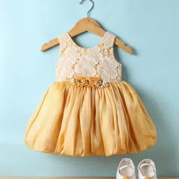 Enfance Sleeveless Flower Lace & Applique Detailed Knee Length Balloon Dress With Headband & Booties Set - Mango-picture-46