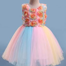 Enfance Sleeveless Floral Applique Detailed Knee Length Dress - Multi Colour-picture-21