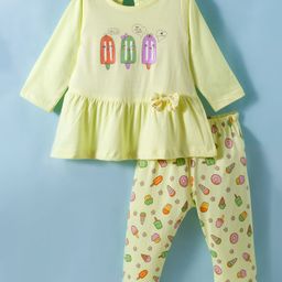 Tango Single Jersey knit Full Sleeves Night Suit With Popsicle Print - Yellow-picture-26