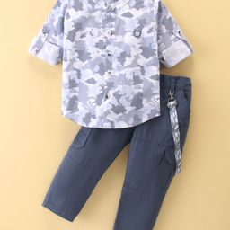 Dapper Dudes Full Sleeves Camouflage Printed Shirt & Pant With Suspender Set - Grey-picture-26