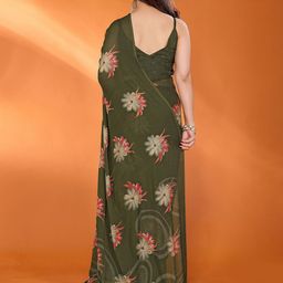 Anouk Floral Printed Saree with Unstitched Blouse Piece image 5