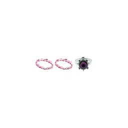 Dynamic Retail Global Set of 3 Rings for Men & Women, Purple-Purple Alloy Ring ()-image-71