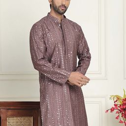 Jompers Mandarin Collar Floral Embroidered Sequins Straight Kurta-4