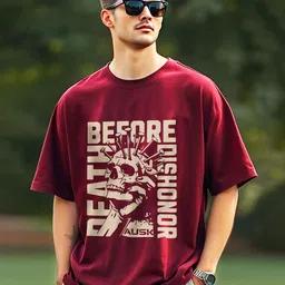 AUSK Men Typography Printed Applique T-shirt-image-42