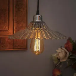 Homesake Transparent Classic Ribbed Glass Pendant Hanging Light - Set of 1 (Bulb not included)-image-89