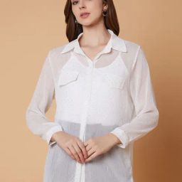 SHOWOFF White Printed Oversized Shirt-image-71