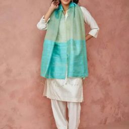 Fabindia Blue Woven Pattern Stole-picture-27
