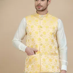 Jompers Embossed Woven Nehru Jacket-24