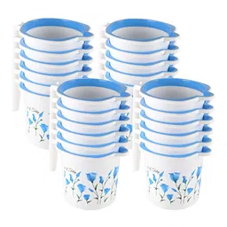 Aura Blue & White 10 piece Floral Plastic Bath Accessories Set-27
