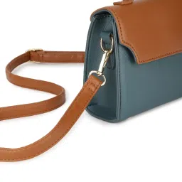 Fastrack Navy & Tan Color Block Medium Satchel Handbag image 4