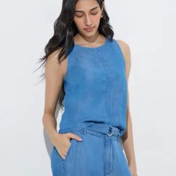 LOV by Westside Blue Denim Top-image-3
