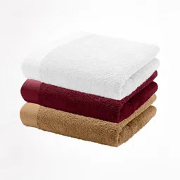 HOME PLUS STUDIOS White & Maroon 3 Cotton 650 GSM Bath Towel-93