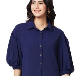 Izel Navy Regular Fit Casual Shirt-image-73