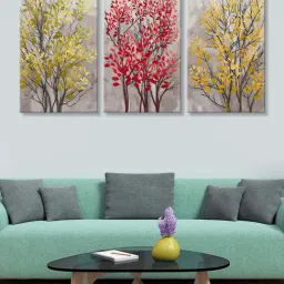 999Store Grey Textured Trees Art 3 Frame Canvas Paintings-18