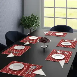 Saral Home Maroon Cotton 42 TC Placemats with Napkin - Set of 12-28