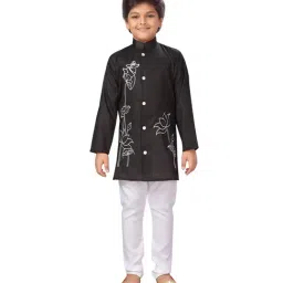 Ahhaaaa Kids Black & White Printed Kurta with Pyjamas-image-25