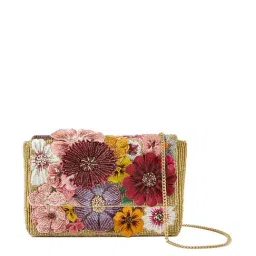 Accessorize London Pink & Beige Cotton Clutch-41