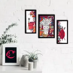 eCraftIndia Multicolor Tribal Theme Painting - Set of 3-42