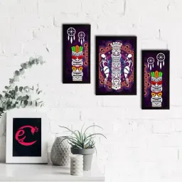 eCraftIndia Set of 3 Tribal Theme Satin Matt Textured UV Art Painting-30