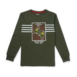 Palm Tree Kids Green & White Printed Full Sleeves T-Shirts-image-90