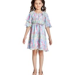 Peppermint Kids Sky Blue Printed Dress-picture-24